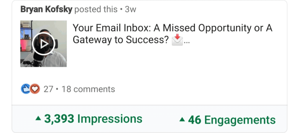 Bryan's LinkedIn Post: Email inbox on computer screen with subheadings for Networking, Collaboration, Partnerships, and Personal Growth.